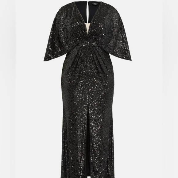 NWOT CITY CHIC LUXE Sofia women's Maxi Dress black sequin long gown - Picture 5 of 5